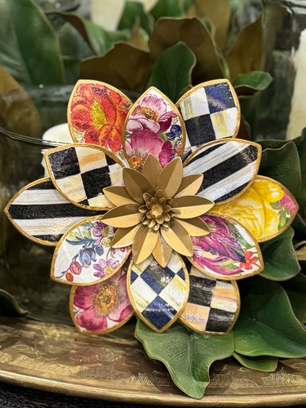 Last one! Hand Crafted 13” Metal Wildflower Wall Decor